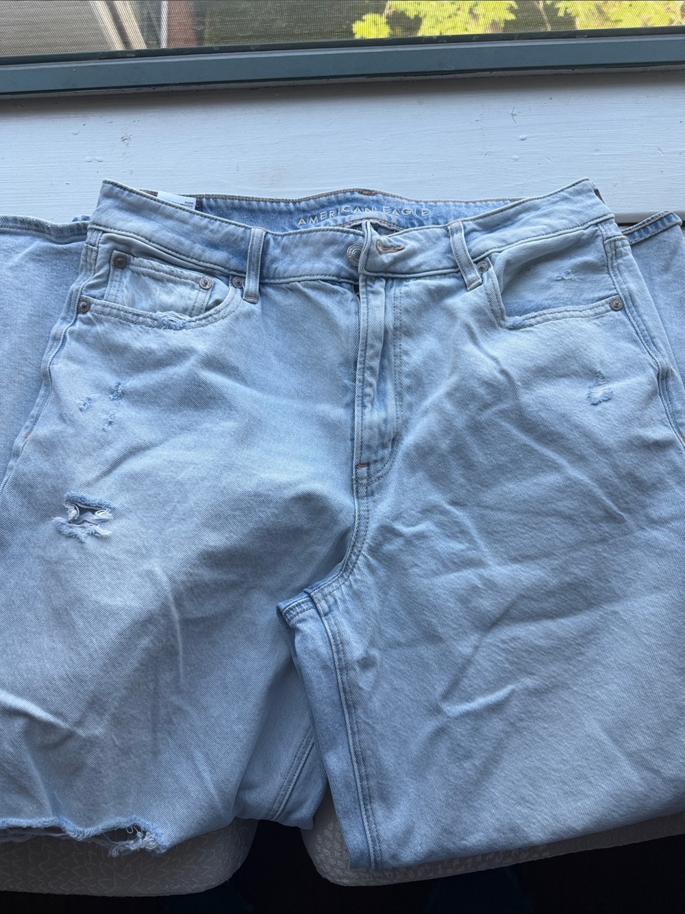 American Eagle Light Blue Relaxed women’s Jeans super High Rise Baggy Leg Ankle